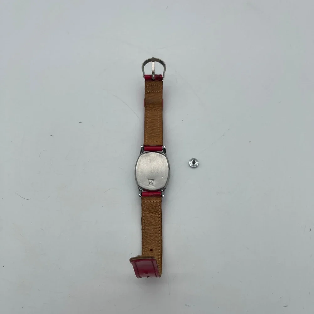 Vintage Ingersoll Mickey Mouse Watch US Time Red Strap Manual Wind AS IS Repair